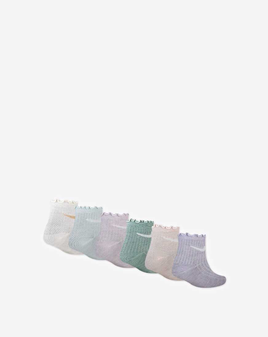 Little Kids' 6PK Ruffle Ankle Socks (5-7)