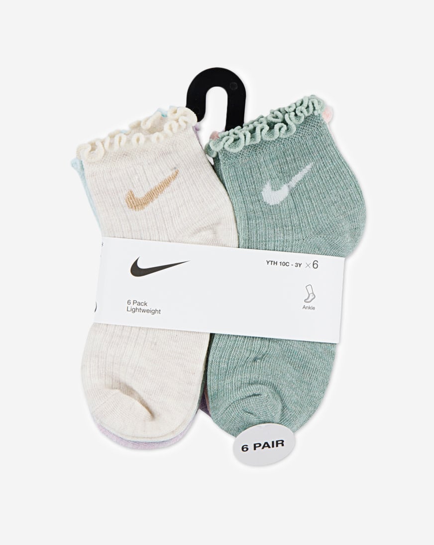 Little Kids' 6PK Ruffle Ankle Socks (5-7)