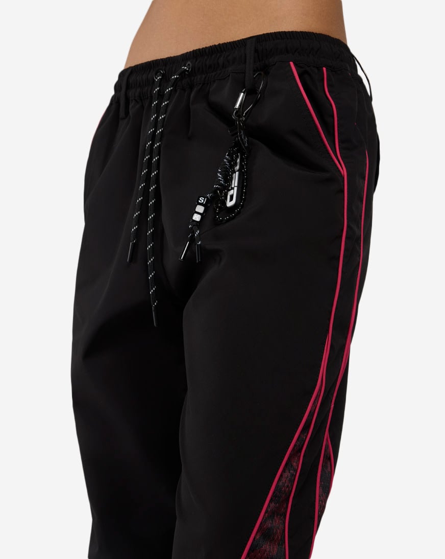 Wide Leg Mesh Insert Woven Track Pants
