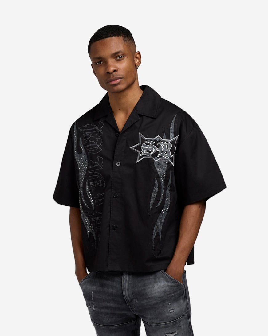 Oversized Cropped Eagle Print Woven Top